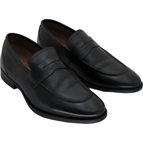 Thomas Vine Bishop Penny Loafers Black Leather Apron Toe Dress Shoes 10.5M - Picture 4 of 6